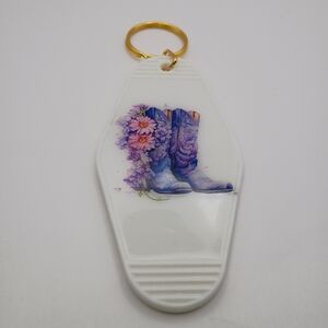Handmade Floral UV Resin Keychain ✨ Gold Foil Aesthetic Keyring Bag Charm Gift